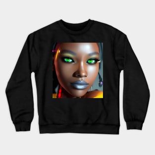 Cyberpunk Young Woman Crewneck Sweatshirt